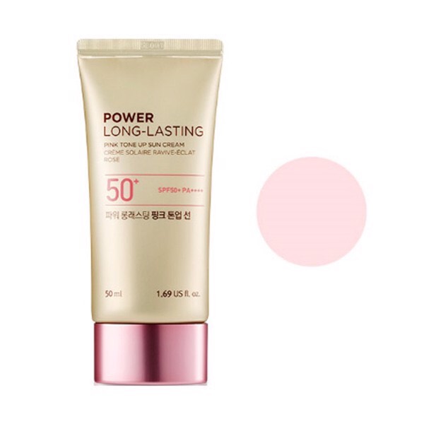 Kem chống nắng nâng tone The Face Shop Power Long Lasting Pink Tone Up Sun Cream SPF50+PA+++ 50ml trang điểm dưỡng da